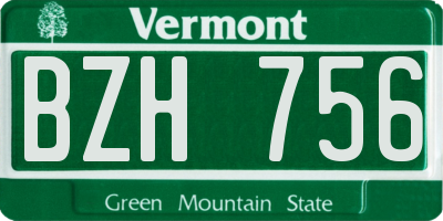 VT license plate BZH756