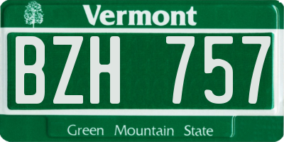 VT license plate BZH757