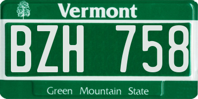 VT license plate BZH758