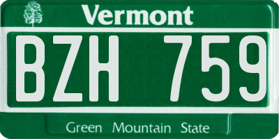 VT license plate BZH759
