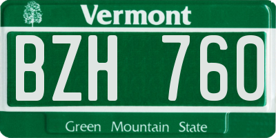 VT license plate BZH760