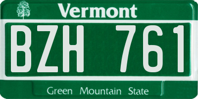 VT license plate BZH761