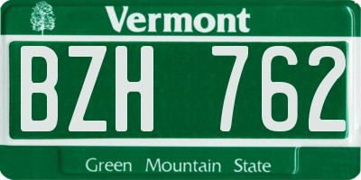 VT license plate BZH762