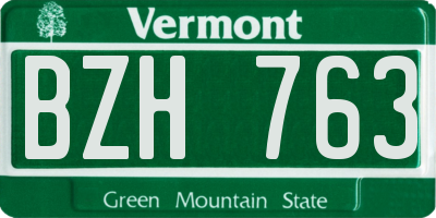 VT license plate BZH763