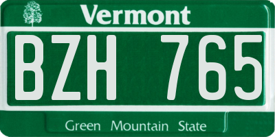 VT license plate BZH765