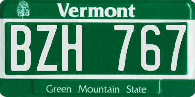 VT license plate BZH767