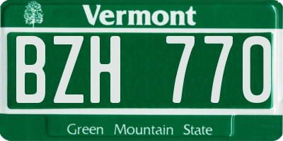 VT license plate BZH770