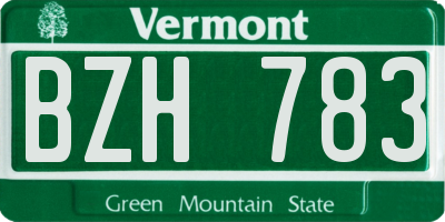 VT license plate BZH783