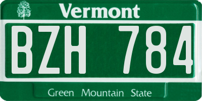 VT license plate BZH784