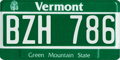 VT license plate BZH786
