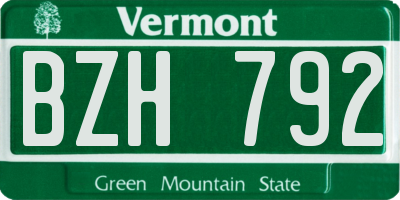 VT license plate BZH792