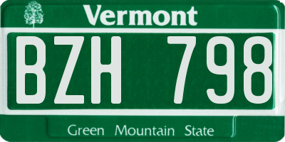 VT license plate BZH798