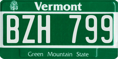 VT license plate BZH799