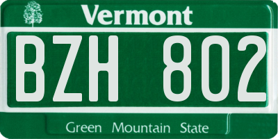 VT license plate BZH802