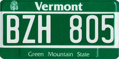 VT license plate BZH805