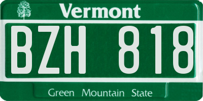 VT license plate BZH818