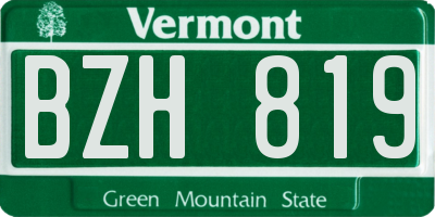 VT license plate BZH819