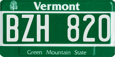 VT license plate BZH820