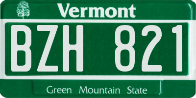 VT license plate BZH821