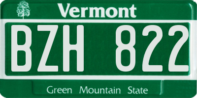 VT license plate BZH822
