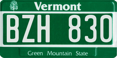 VT license plate BZH830