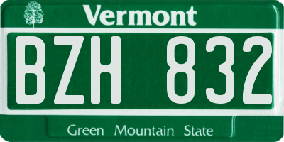 VT license plate BZH832