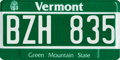 VT license plate BZH835