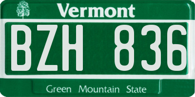 VT license plate BZH836