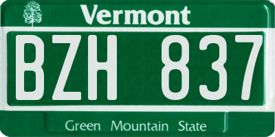 VT license plate BZH837