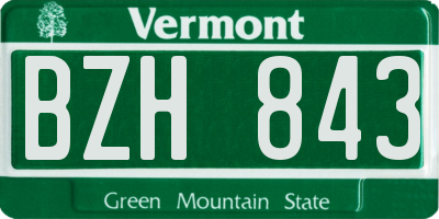 VT license plate BZH843