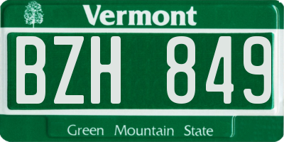 VT license plate BZH849