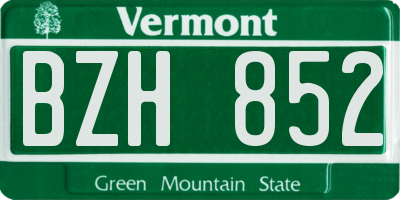 VT license plate BZH852