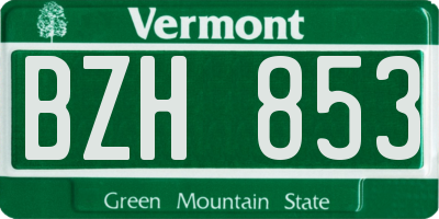 VT license plate BZH853