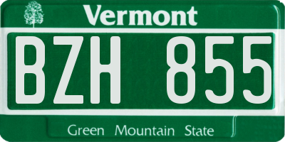 VT license plate BZH855