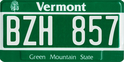 VT license plate BZH857