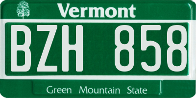 VT license plate BZH858