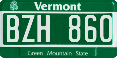 VT license plate BZH860