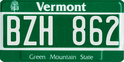 VT license plate BZH862
