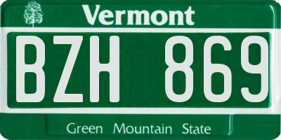 VT license plate BZH869