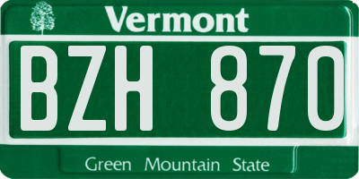 VT license plate BZH870