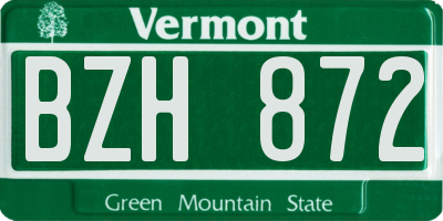 VT license plate BZH872