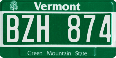 VT license plate BZH874
