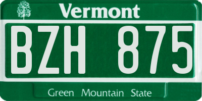 VT license plate BZH875