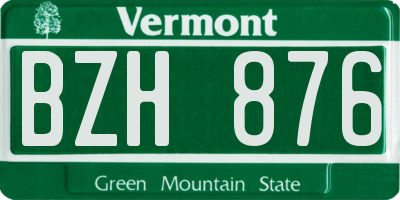VT license plate BZH876