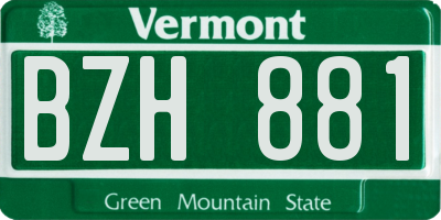 VT license plate BZH881