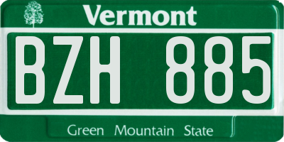 VT license plate BZH885