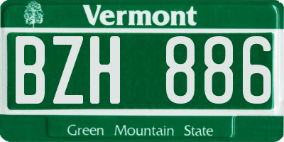 VT license plate BZH886
