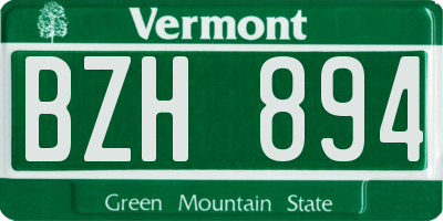 VT license plate BZH894
