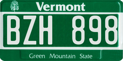 VT license plate BZH898