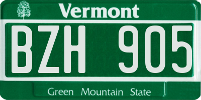 VT license plate BZH905